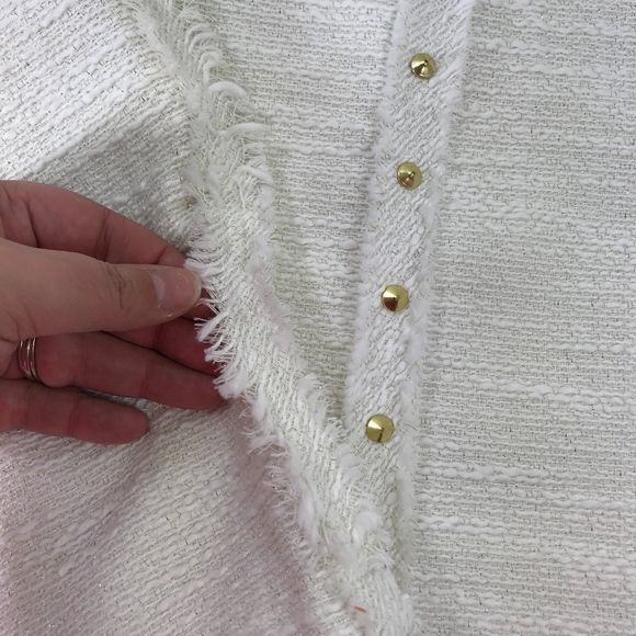 Jennifer Lopez Cream Side Fringe Back Zipper Skirt - Picture 4 of 8